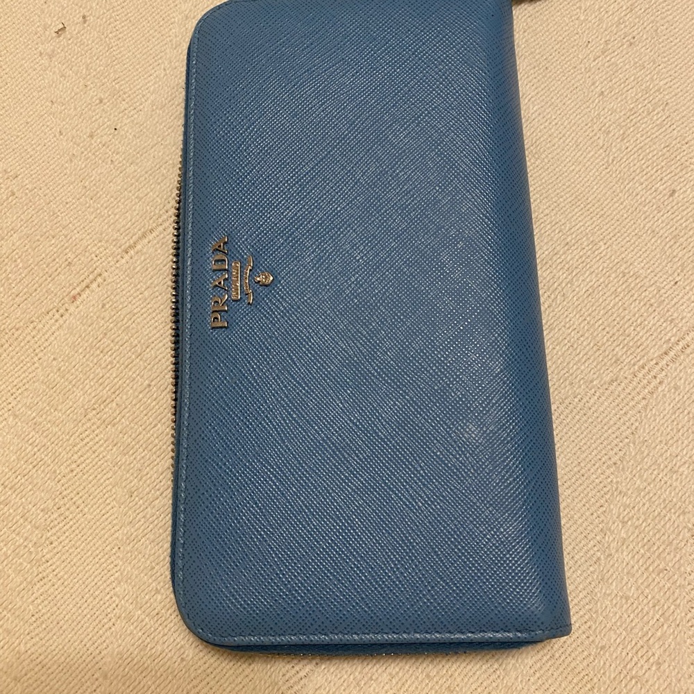 Prada Blue Zip Wallet
